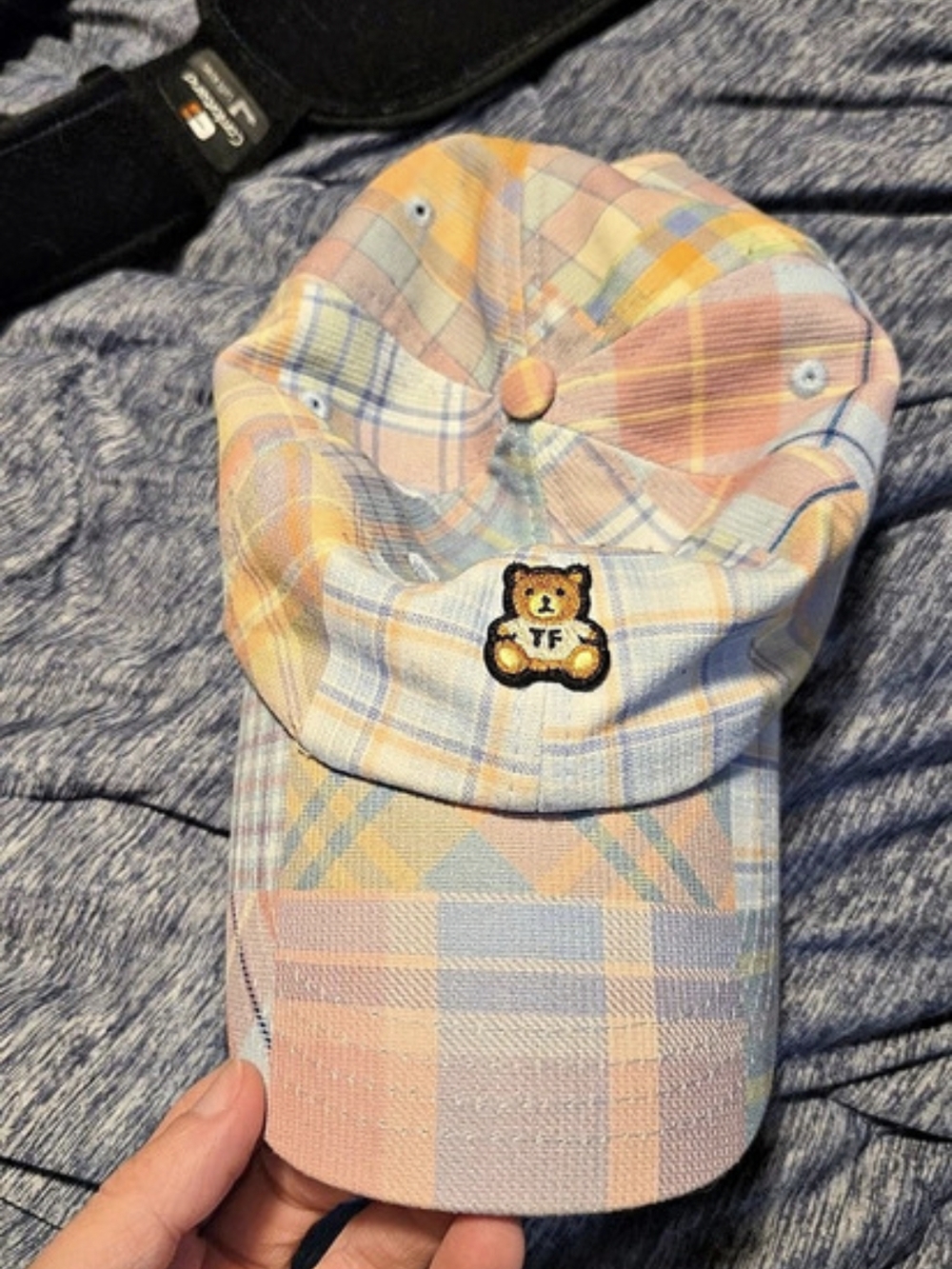 Teddy-Fresh Plaid Baseball Cap in Multicolor & Blue